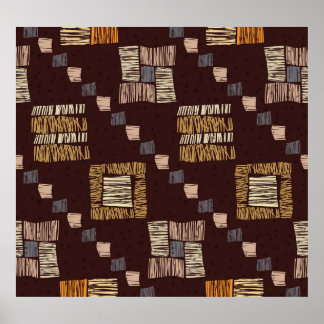 Geometrischer brauner Ethnic-Stamm-Hintergrund Poster