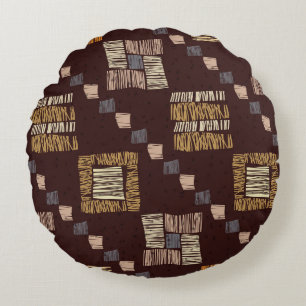 Geometrischer brauner Ethnic-Stamm-Hintergrund Rundes Kissen