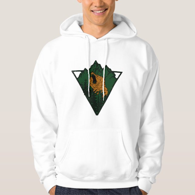 Geometrischer Brüllbär-Berg-Pullover Hoodie (Vorderseite)