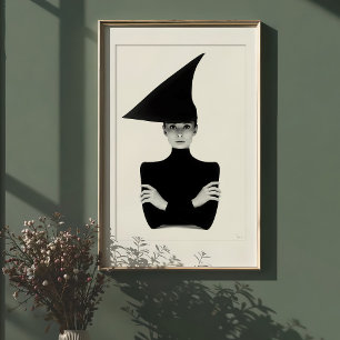 Geometrischer Chic: Monochrome Eleganz Portrait Poster