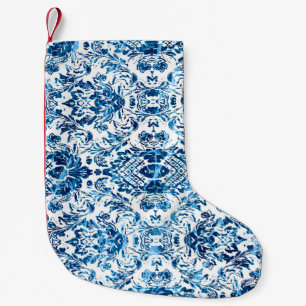 Geometrischer Damast nahtloses Muster mit Grundier Kleiner Weihnachtsstrumpf