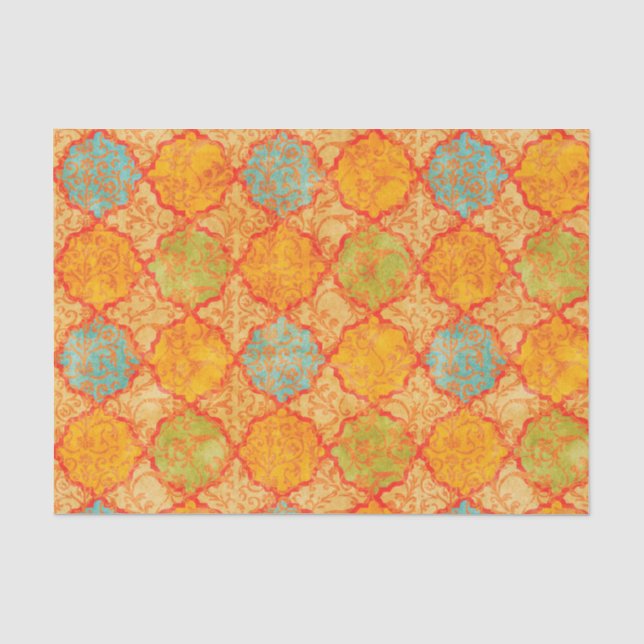 Geometrischer Damast Seidenpapier (Vorderseite)