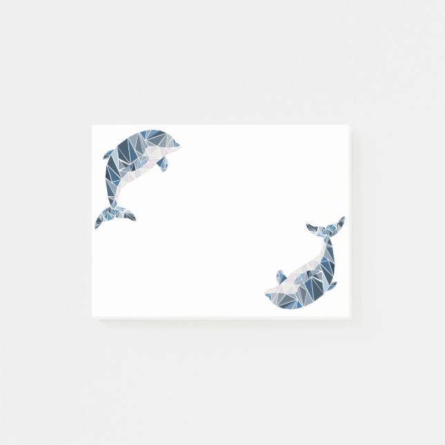 Geometrischer Delphin Post-it Klebezettel (Vorderseite)