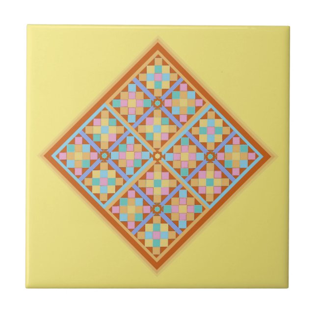 geometrischer Diamant im marokkanischen Stil auf h Fliese (Vorderseite)