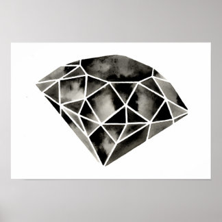 Geometrischer Diamant. Original Print . Schwarz-We Poster