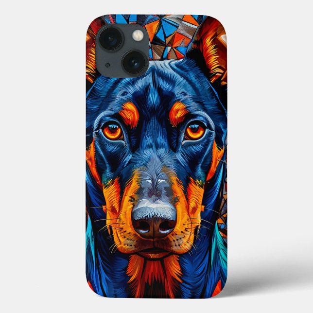 Geometrischer Dobermann Eleganz ✨ Moderne Abstrakt Case-Mate iPhone Hülle (Rückseite)