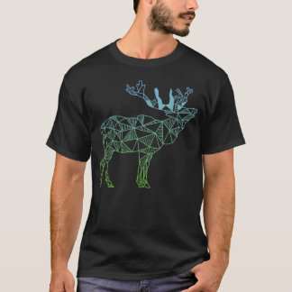 Geometrischer Elch-Wild-Alaska-Berg T-Shirt