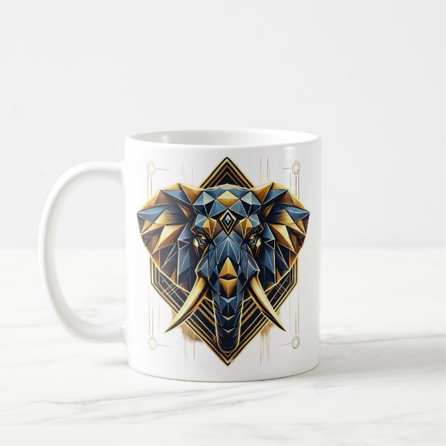geometrischer Elefant Kaffeetasse (Links)