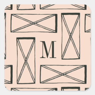 Geometrischer Entwurf des Monogramm-  des Quadratischer Aufkleber