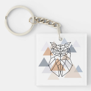 Geometrischer Eulen-Entwurf Schlüsselanhänger
