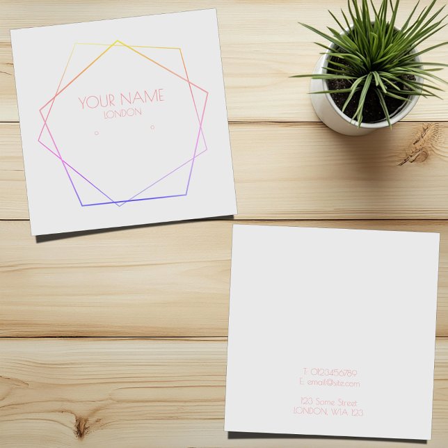 Geometrischer, farbiger Ohrring (White and colourful stud earring display card with geometric frame)