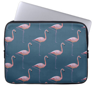 Geometrischer Flamingo-Druck aquamarin Laptopschutzhülle
