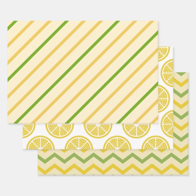 Geometrischer, frisch gelber Zitronenstil Geschenkpapier Set (Set)