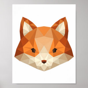 Geometrischer Fuchskopf Low Poly Waldtier Kunst Poster