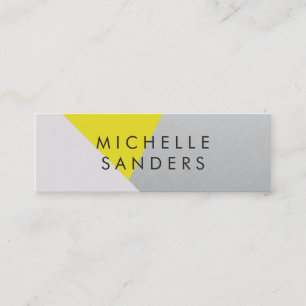 Geometrischer gelbgrauer Metallic Moderner Farbblo Mini Visitenkarte