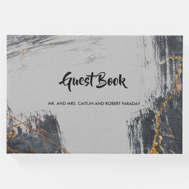 Geometrischer Glitzer aus Marmor Gästebuch (Vorderseite)
