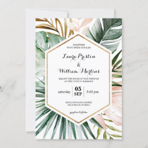 Geometrischer Glitzer-Rahmen-Hochzeiten von tropis Einladung