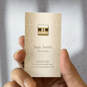 Geometrischer Goldfolien-Monogramm-Haar-Stylist Visitenkarte