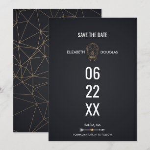Geometrischer Goldschägel Save the Date Einladung