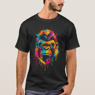 Geometrischer Gorilla-Farb-Splash-Street-Art T-Shirt