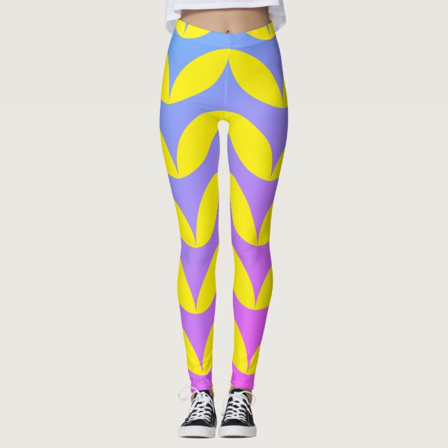 Geometrischer Halbkreis Schwarz & Grau Trendsommer Leggings (Vorderseite)