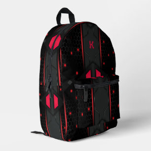 geometrischer Hintergrund für Rot und Schwarz Bedruckter Rucksack