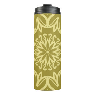 Geometrischer Hintergrund mit Blumen. Stammesethni Thermosbecher