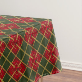 Geometrischer Holiday Red, Green und Gold Glitzer Tischdecke