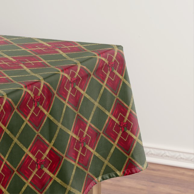 Geometrischer Holiday Red, Green und Gold Glitzer Tischdecke (Beispiel)