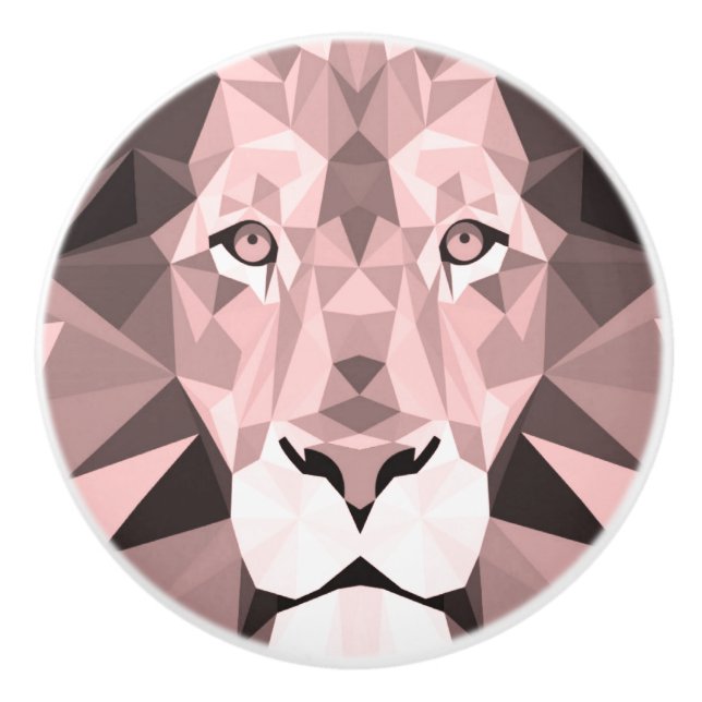 Geometrischer Lion-Kopf der Rose Keramikknauf (Vorderseite)