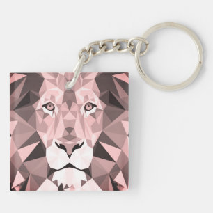 Geometrischer Lion-Kopf der Rose Schlüsselanhänger