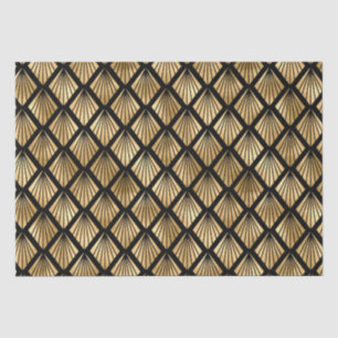 Geometrischer Lüfter für Gold und Schwarz Art Deco Seidenpapier