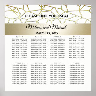 geometrischer Luxus, modernes Gold/weiße Hochzeit Poster