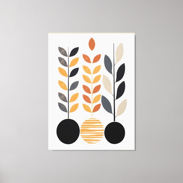 Geometrischer Minimalismus: Blätter in Abstrakten Leinwanddruck (Vorderseite)