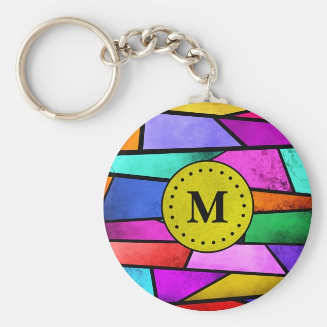 Geometrischer monogramm-Schlüsselanhänger aus fest Schlüsselanhänger (Vorne)