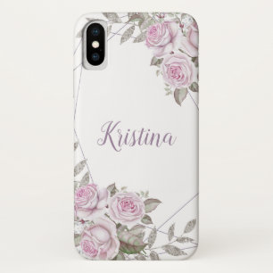 Geometrischer Name des lila Silber-Glitzer Case-Mate iPhone Hülle
