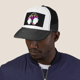Geometrischer Name Kopfhörer DJ Regenbogen Musik B Truckerkappe