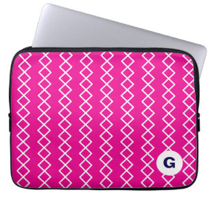 Geometrischer Notebookschlauch mit rosa Monogramm Laptopschutzhülle