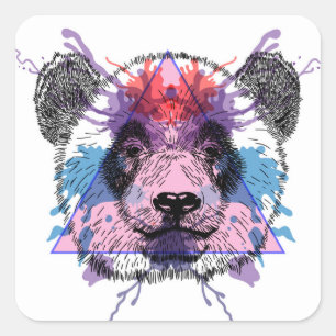 Geometrischer Panda-Bär Quadratischer Aufkleber