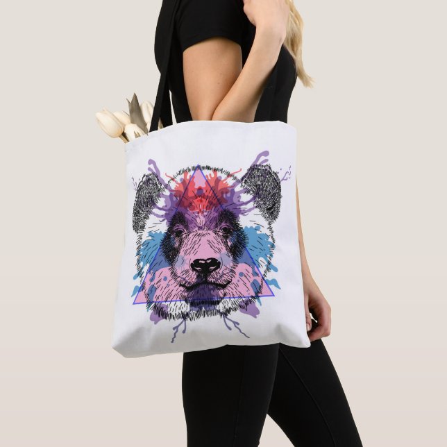 Geometrischer Panda-Bär Tasche (Von Nahem)