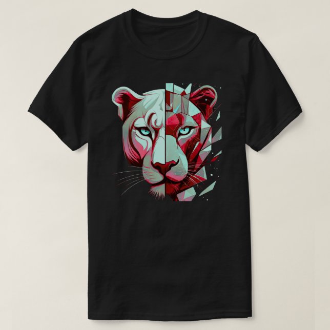 Geometrischer Panther Split Face | Moderne Kunst T-Shirt (Design vorne)