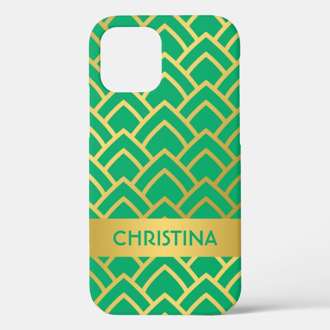 Geometrischer Personalisierter Name des Golden Gre Case-Mate iPhone Hülle (Rückseite)