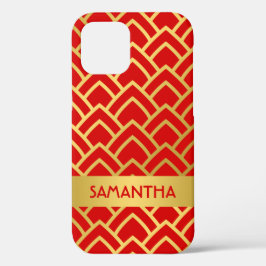 Geometrischer Personalisierter Name des Golden Red Case-Mate iPhone Hülle