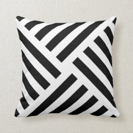 Geometrischer Pinwheel-Streifen in Schwarzweiss Kissen
