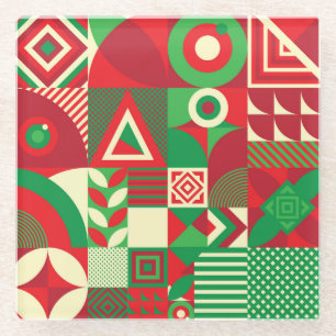 Geometrischer Pop: Farbige Abstrakte Fliesen. Glasuntersetzer