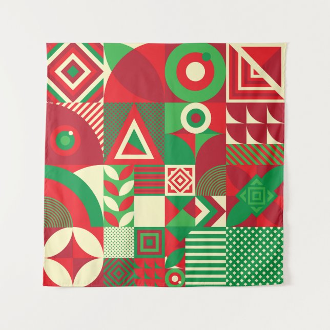 Geometrischer Pop: Farbige Abstrakte Fliesen. Wandteppich (Vorderseite)