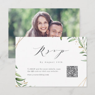 Geometrischer QR-Code für moderne Grünpflanzen RSVP Karte