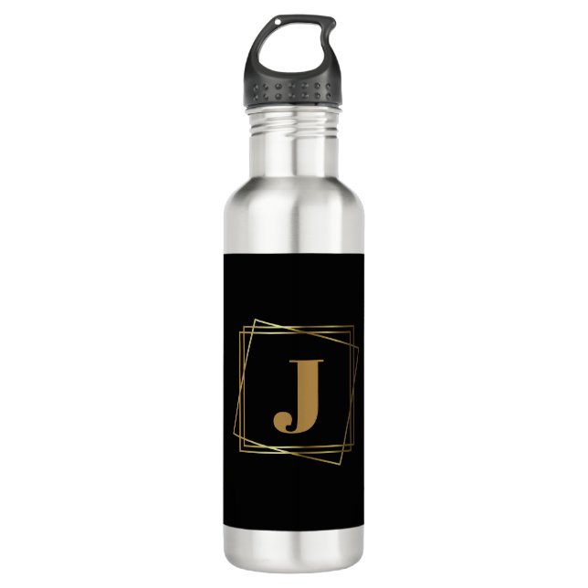 Geometrischer Rahmen für Gold Monogramm Edelstahlflasche (Vorderseite)