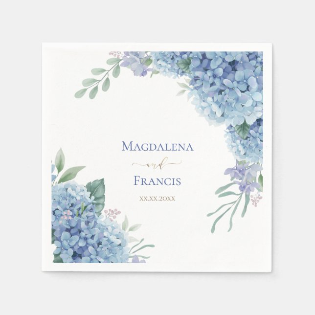 geometrischer Rahmen für Hydrangea | Hochzeit Serviette (Vorderseite)