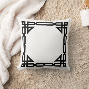 Geometrischer Rahmen für Schwarz und Weiß Kissen
